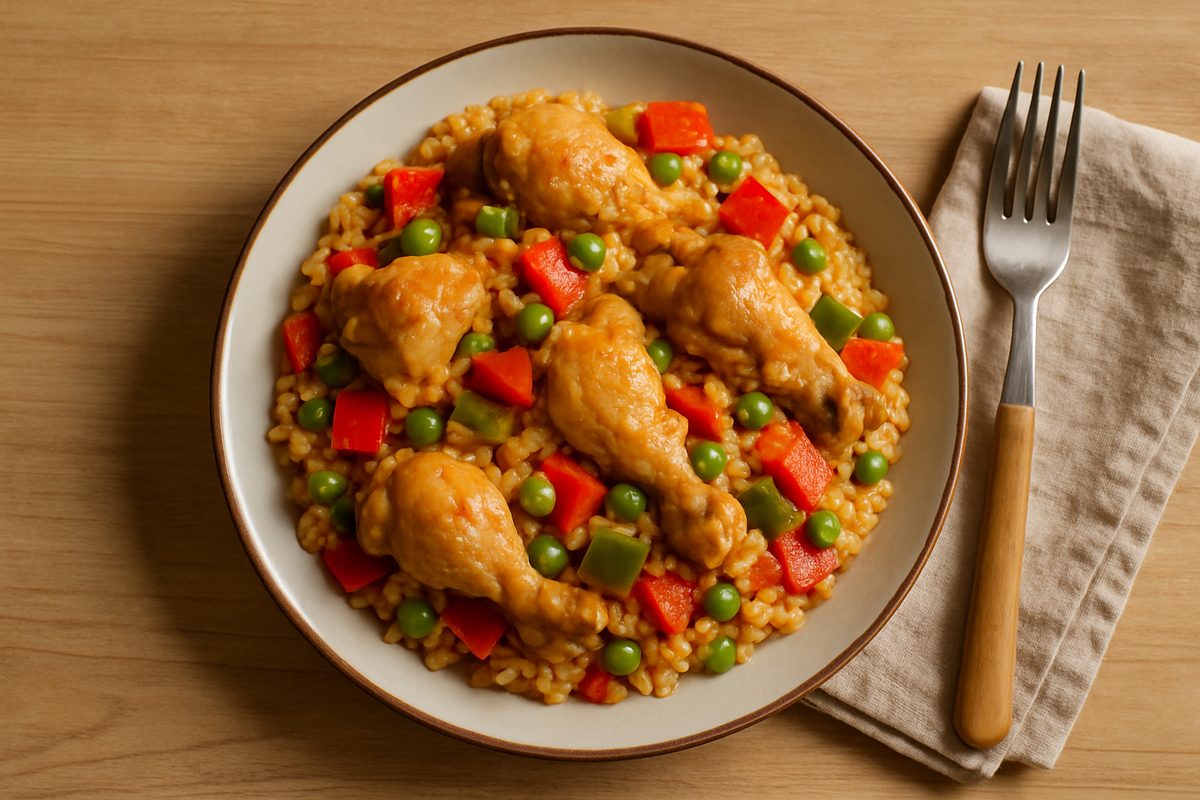 Arroz con pollo y verduras
