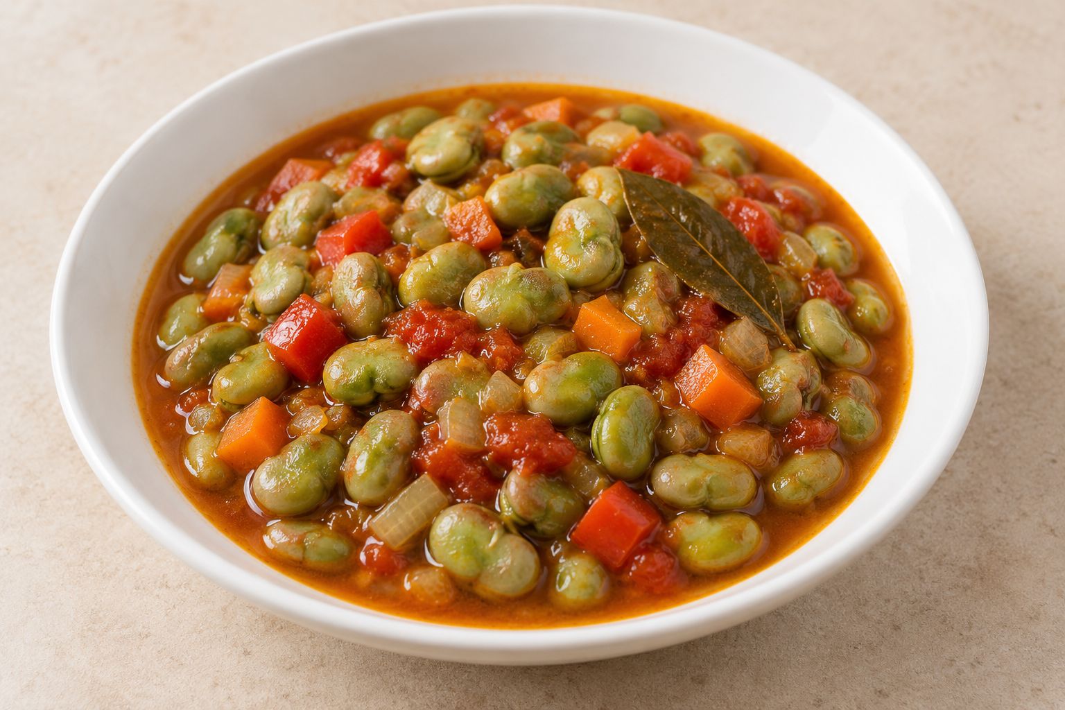 Habas guisadas con verduras, receta terminada