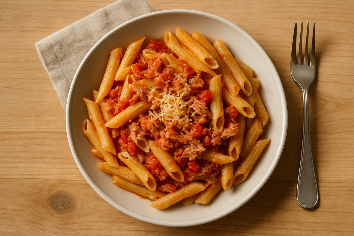 Macarrones con atún y tomate