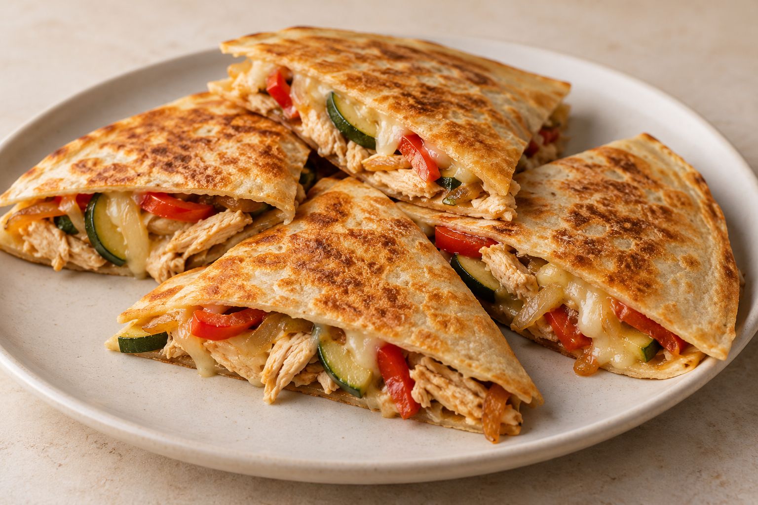 Quesadillas de pollo y verduras