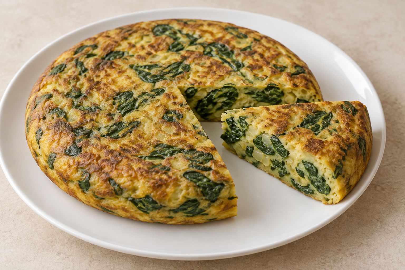 Tortilla de espinacas, receta terminada